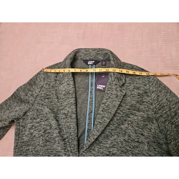 Lands End Blazer Women 1X Green Jacket Fleece Knit Classic Preppy Coastal Fun - Picture 13 of 16